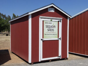 Red Premium Ranch Shed with white trim