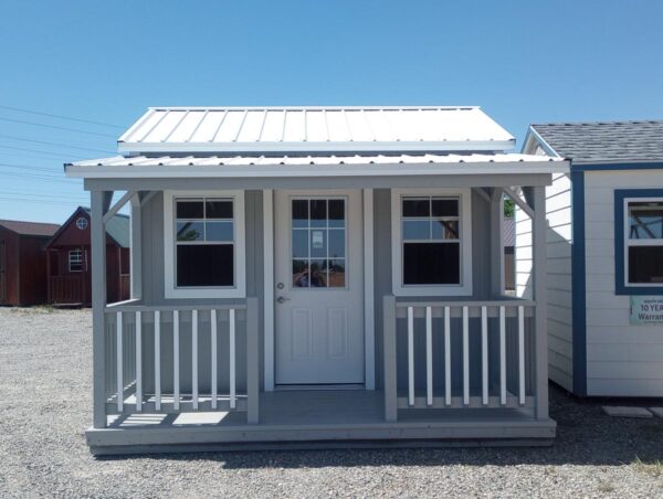10 x 12 Cottage with front porch, steel door