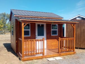 10 x 12 Cottage Shed stained with front porch